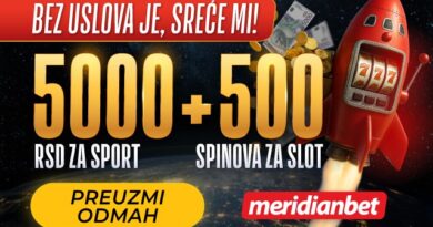500 SPINOVA + 5.000 DINARA ZA POČETAK AVANTURE – TO MOŽE SAMO MERIDIAN!